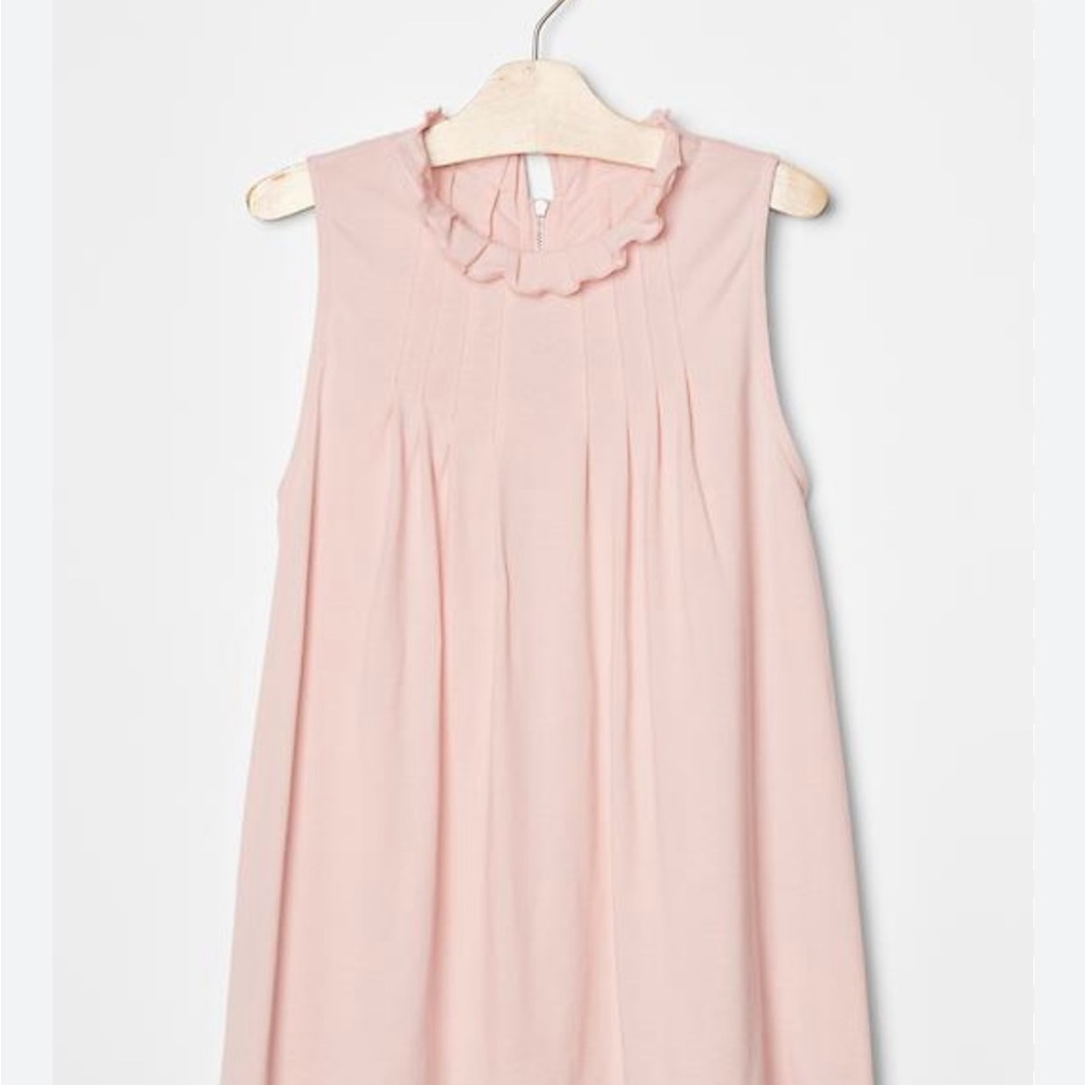 GAP Pink Ruffle-Neck Pleated Tank